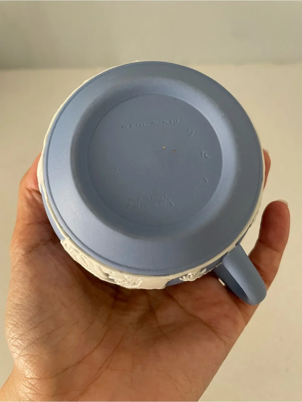 Wedgwood Light Blue Jasperware Cup with White Classical Relief
